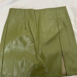 Princess Polly Olive Faux Croc Mini Skirt